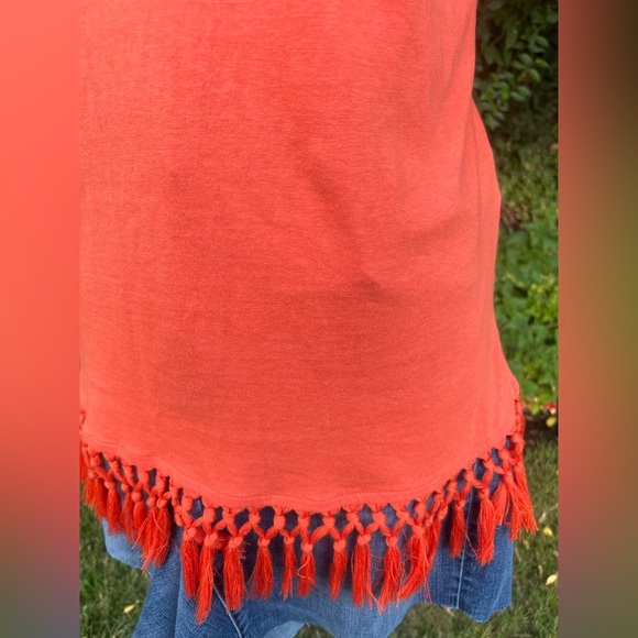 J. Jill Bright Orange 🍊 Tank Top with Fringe Hem - Picture 4 of 8